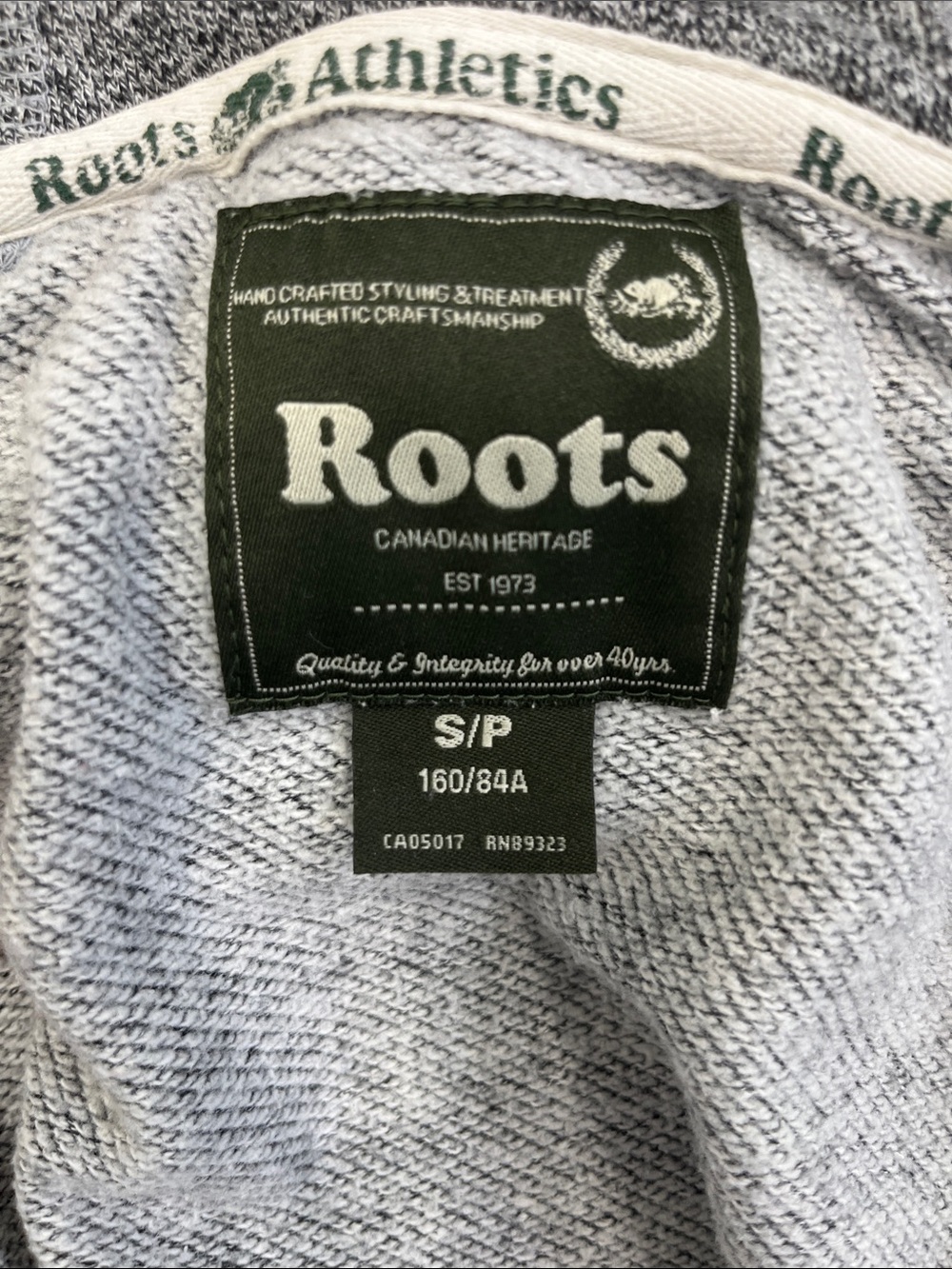 Roots Heather Grey Full-Zip Hoodie with White Logo - Picture 2 of 4